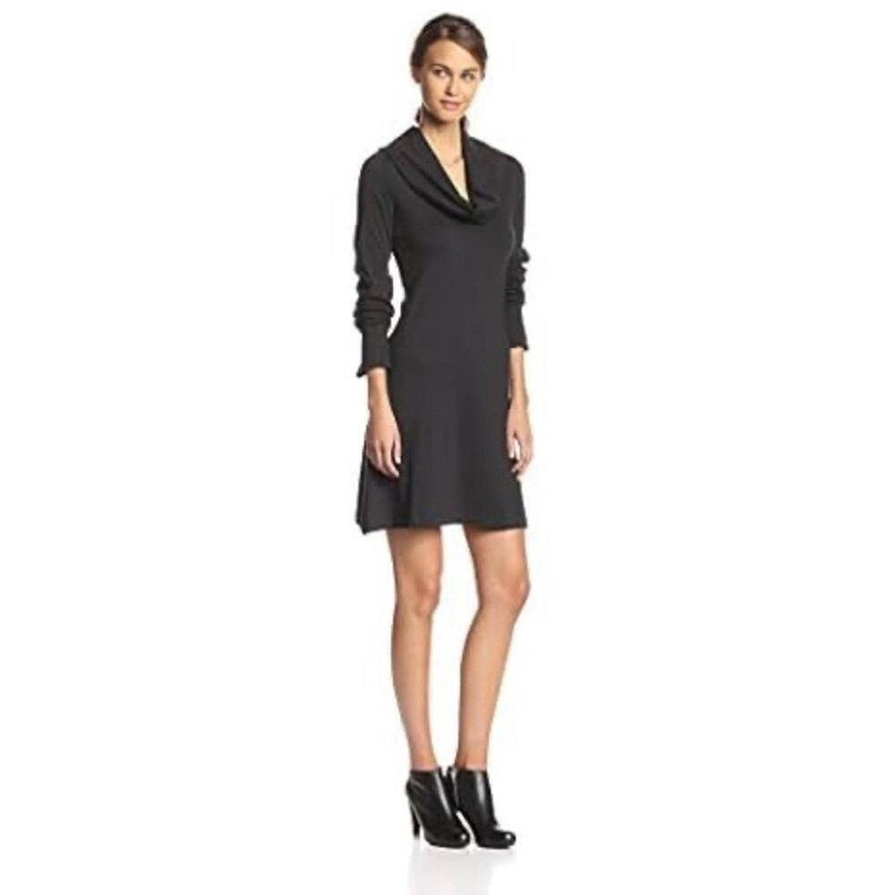 Go Couture Dress Womans XL Sweater Black Long Sleeve Cowl Neck Cozy Mini Formal